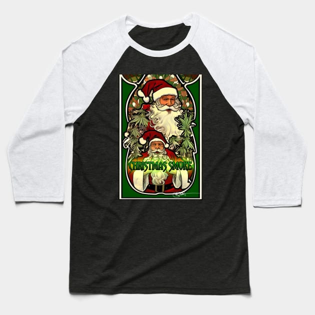 Christmas Stoner Santa Vibes 2 Baseball T-Shirt by Benito Del Ray